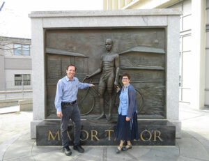 Major Taylor statue in Worcester honors the World Fastest bicycler.