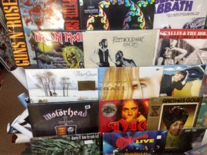 Vinyl records on display at the Nevermind Shop in Upton.