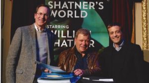 Emmy Award-winning actor William Shatner poses for a photo with Chart Productions co-owners Ken Carberry and Jordan Rich. Shatner has been a guest on Rich’s radio show and podcast.