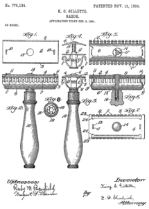 The patent for Gillette's pioneering invention, which changed the way the world shaves