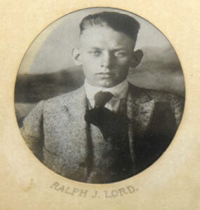 A photo of a recently found display of World War I veterans shows Ralph J. Lord, who died fighting abroad in 1918.