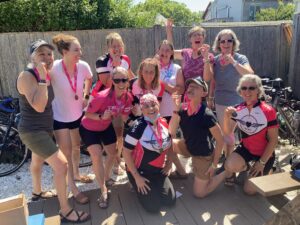 Final celebration at the Aqua Bar in Provincetown. Neide DosReis joined the festivities and awarded those who did the full Trek with medals.