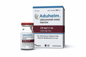 Aduhelm is the medication recently approved by the Food and Drug Administration as a treatment for early-stage Alzheimer’s disease. Photo courtesy of Biogen