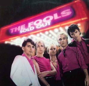 The Fools founding bandmates (l to r) Doug Forman, Stacey Pedrick, Chris Pedrick, Rich Bartlett and Mike Girard strike a pose on the cover of their 1980 debut album “Sold Out.” Photo/submitted
