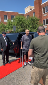 Ralph got a celebratory red carpet treatment as he left rehab for the ride home in a limo his family arranged for.