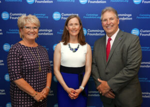 Cummings Foundation deputy director Joyce Vyriotes (center), with Trish Pope, executive director of Marlborough Council on Aging, and the Honorable Arthur Vigeant, mayor of Marlborough. Pope and Vigeant recently participated alongside Bill and Joyce Cummings in a special Zoom event about the history of the 27-year-old New Horizons at Marlborough retirement community. Photo/Submitted