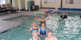 Unusual among area senior living communities, New Horizons at Marlborough features a heated indoor lap swimming pool that residents and their families use for recreation and exercise, including “watercise” classes. Photo/Submitted