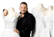 Daniel Faucher is known for creating distinctive bridal gowns.