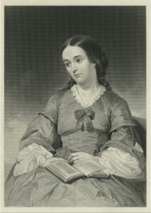 Journalist Margaret Fuller hosted the first known bookstore-sponsored discussion club in the U.S. in 1840. Photo/From an engraving based on a painting by artist Alonzo Chappel