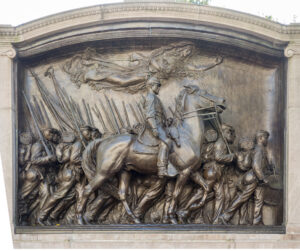 The monument commemorating the black Union soldiers of the 54th Regiment by Augustus Saint-Gaudens is regarded as a masterpiece.