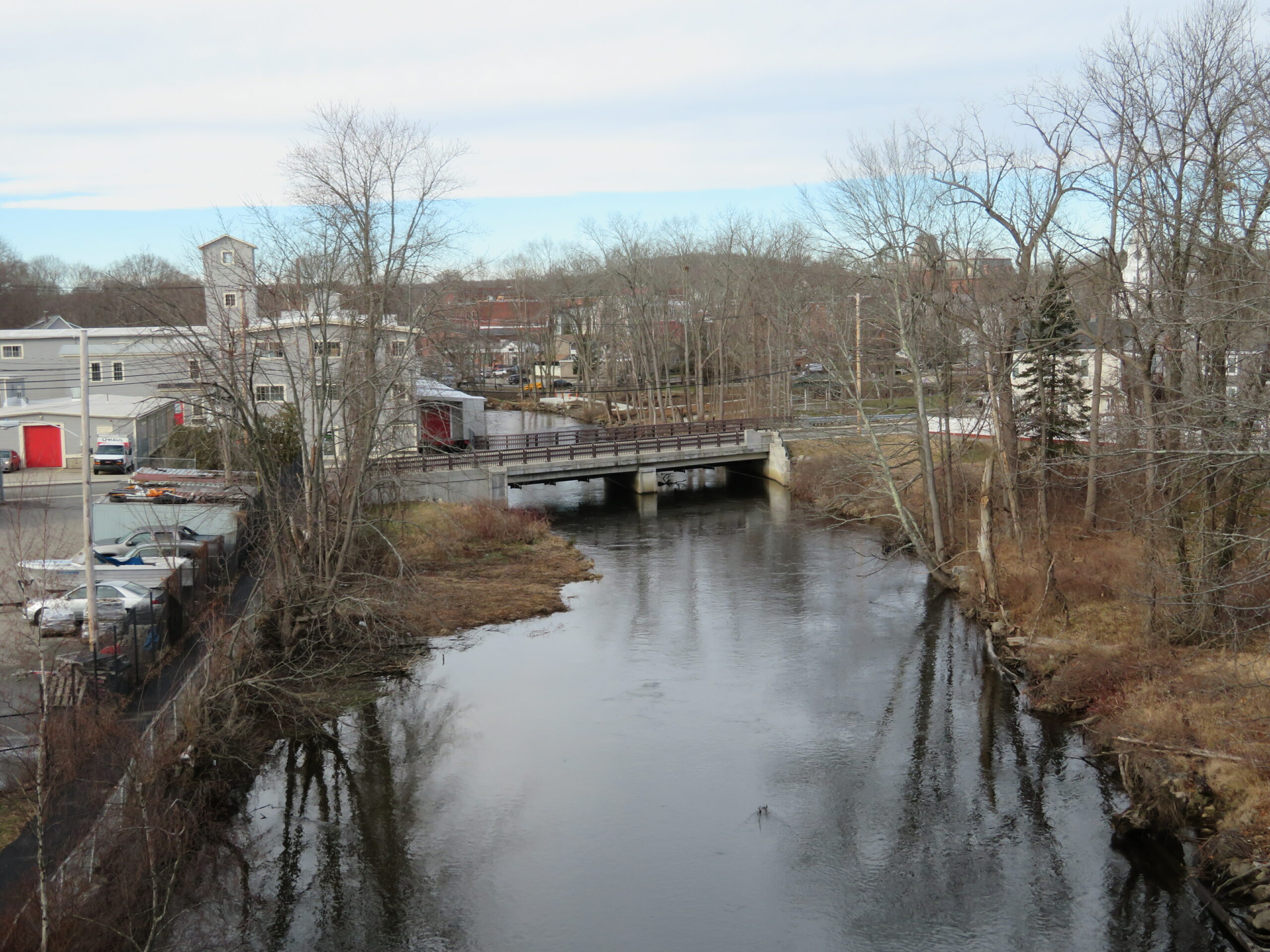 A view of the Assabet River from the railroad bridge near Hudson Center.