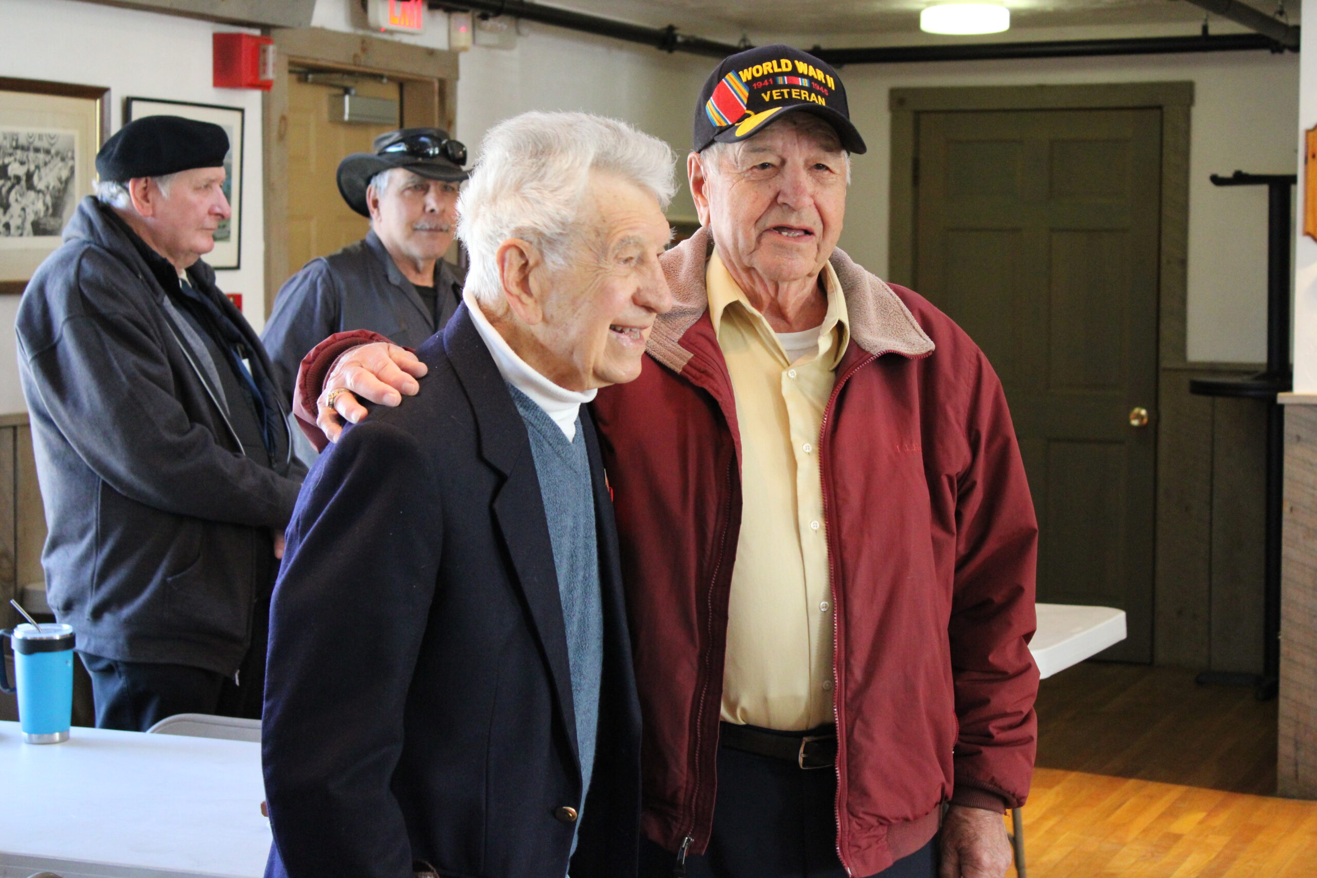 A pair of World War II veterans -- Victor A. “Perry” Sacco, who served in the Army, and Frank Brown Jr., who served in the Navy. Photo/Maureen Sullivan