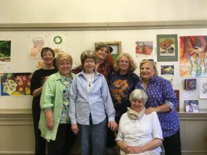 Andrea Driscoll, president of the Sterling Arts Collaborative, at right in blue blouse, with some of her acrylic painting students.Photo/Submitted 