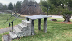 A mounting block, used for boarding a horse-drawn carriage, at the Fruitlands Museum. Photo/Sandi Barrett