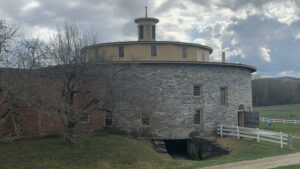 At the Hancock Shaker Village in Pittsfield, an 18th-century utopian village, the centerpiece is a uniquely designed, 1826 round stone barn.Photo/Sandi Barrett 