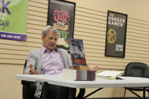 Richard Golub chats about “Ruckus,” his memoir about his early days in Worcester, during a visit to Tatnuck Booksellers in Westborough on June 3.Photo/Maureen Sullivan