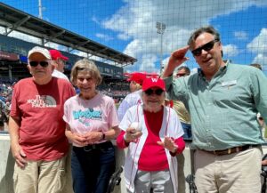 New Horizons residents Joe Dzigas, Beverly Hutch, and Alberta Fullem with Community Services Manager Rick Lenfest