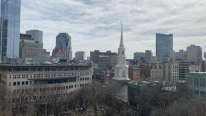 The terrace offers stunning views of the Boston skyline.Photo/Sandi Barrett