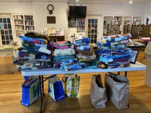 The Shrewsbury Schoolhouse Quilters donated over 30 quilts to Abby’s House in June. Photo/Deb Kelley 