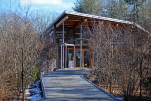The visitors center at Walden Pond State Reservation features exhibits about Thoreau’s life and time at the pond, the pond’s natural history, and a short film by famous documentary filmmaker Ken Burns.