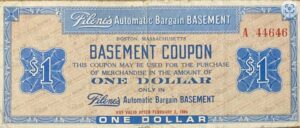 A 1970s coupon from Filene’s Basement, its lower-level store that was a pioneer in markdown pricing.