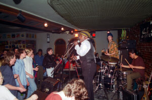 The late blues musician Eddie Kirkland performing at Johnny D’s nightclub in Somerville.Photo/Tom Hazeltine
