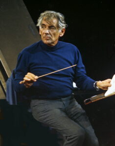 Acclaimed composer, conductor and Massachusetts native Leonard Bernstein was born in Lawrence, and also later lived in Boston and Newton.Photo/Wikimedia Commons/Allan Warren

