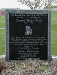 Memorial plaque dedicated to Edward Rowe Snow, "Flying Santa," author and historian.