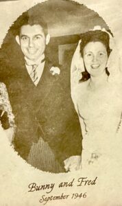 Bunny and Fred Perron wedding portrait, September 1946
