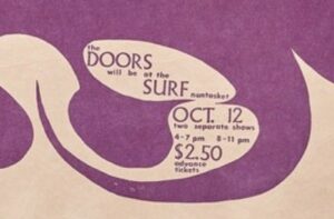 Vintage poster detail featuring The Doors performing at the Surf Ballroom in Nantasket.