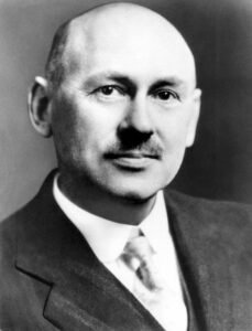 Robert H. Goddard, Worcester native and father of modern rocketry, portrait photo.