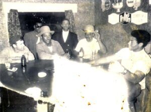 Vintage photo of patrons at The Chicken Box restaurant and nightclub on Nantucket.