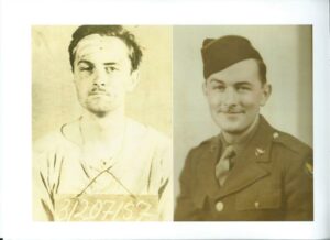 Ralph Metcalf as a POW and in his US Army Air Forces uniform.