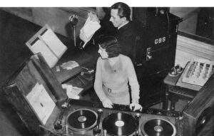 Ora Nichols and assistant George McDonnell at CBS Radio, sound effects equipment and controls