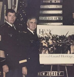 Anthony "Tony" Kurgan Jr. and Gen. Joseph Saladino with National Guard Heritage display and state flags