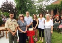 Outdoor seating area dedicated to late Ted Coghlin