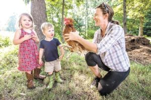 A family enjoys the Fields of Gold Farm Trail in Virginia’s Shenandoah Valley. 